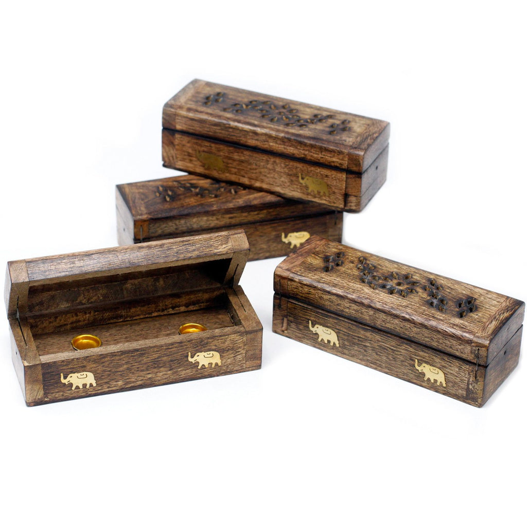 Mango Wood Incense Cone Smoke Box - 6 Inch