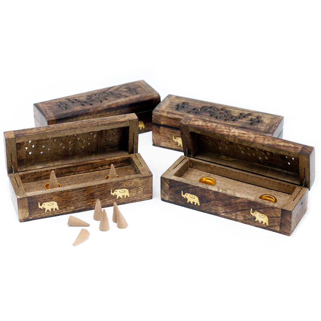 Mango Wood Incense Cone Smoke Box - 6 Inch