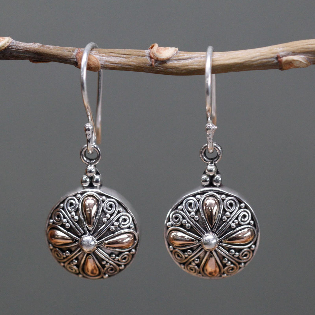 Gold And Silver Classic Round Drop Earrings