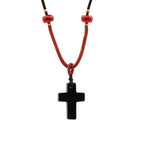Black Agate Cross Cord Gemstone Necklace
