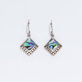 Abalone Square Dot Shell And Silver Earrings