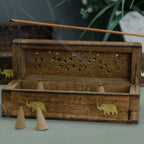 Mango Wood Incense Cone Smoke Box - 6 Inch