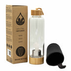 Cleansing Clear Quartz Crystal Infused Glass Water Bottle - Angel