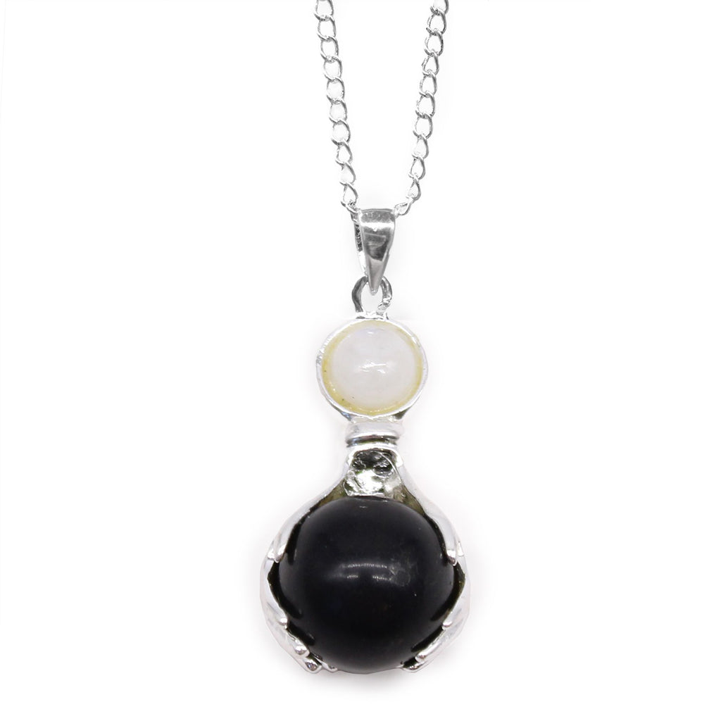 Black Agate Healing Hands Gemstone Pendant