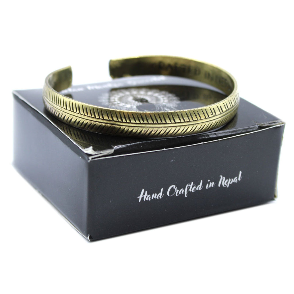 Slim Tribal Leaf Brass Tibetan Bracelet