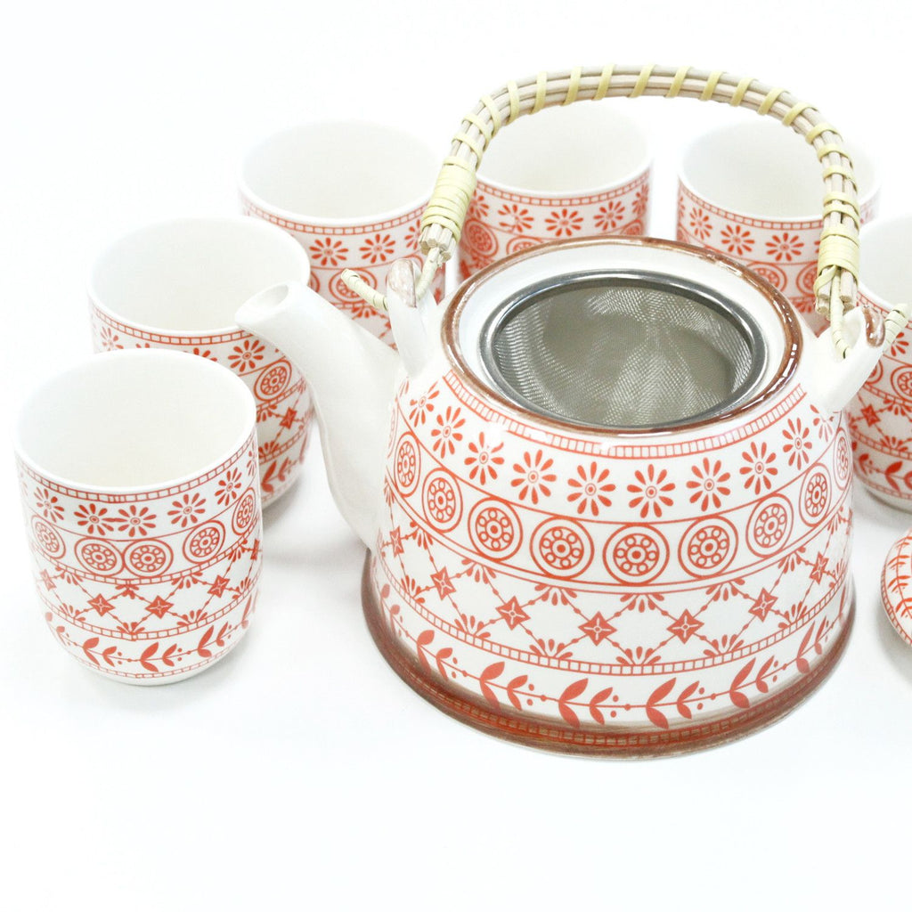 Amber Herbal Teapot Set With Six Cups