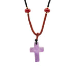 Amethyst Cross Cord Gemstone Necklace