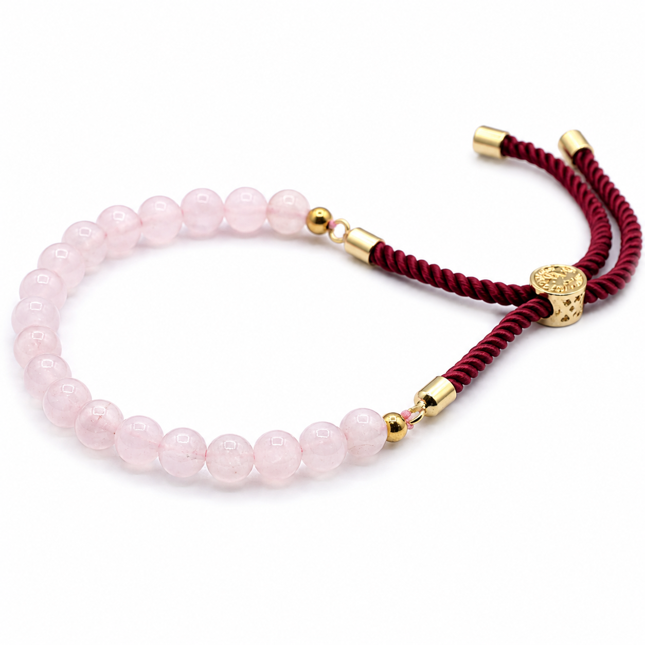 Rose Quartz Bordeaux String Bracelet - 18K Gold Plated