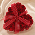 Set of 24 Soap Flower Heart Box - Red Roses