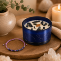 Zodiac Crystal Candle with Gemstone Bracelet - Aquarious