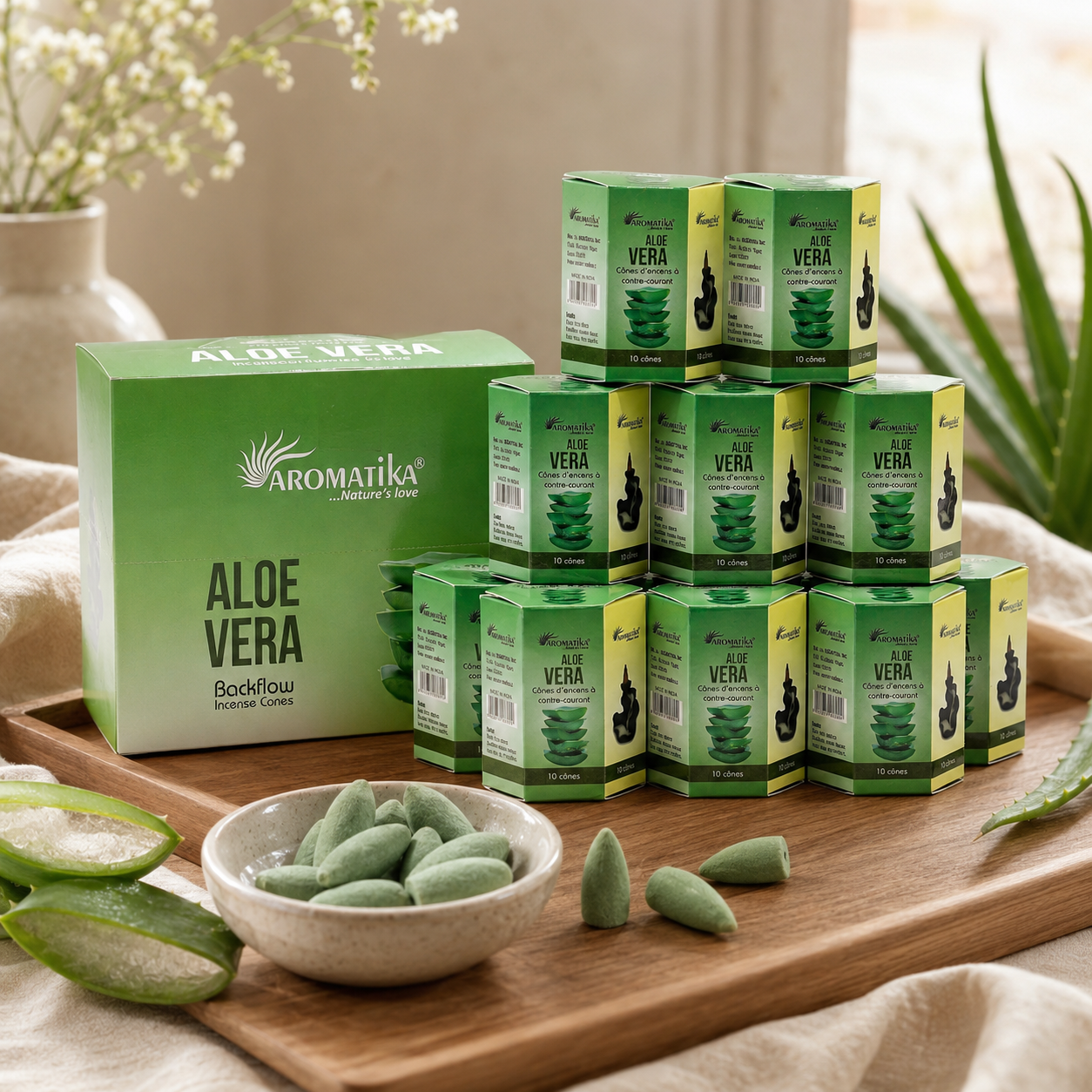 Aloe Vera Masala Backflow Incense Cones - Pack of 10