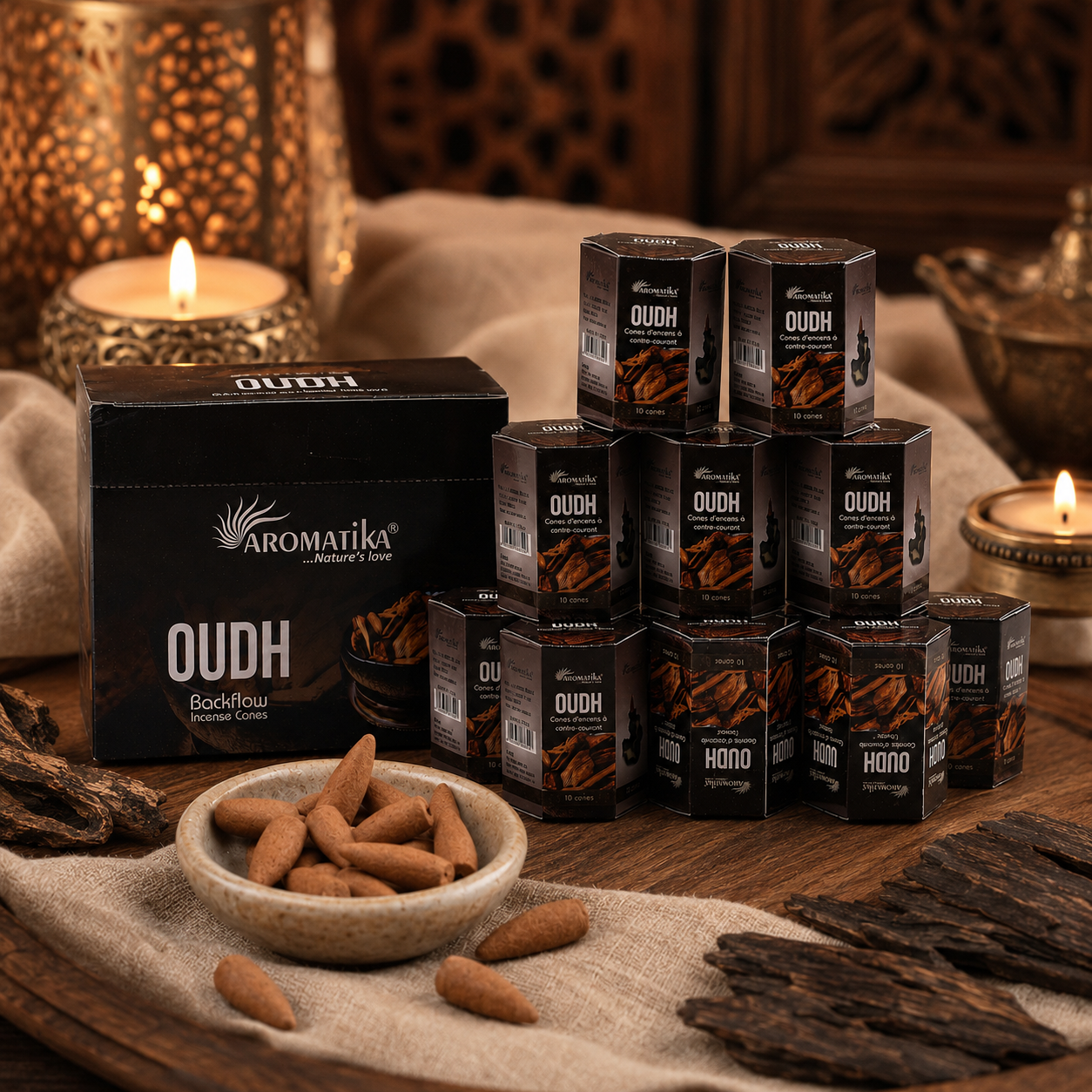 Oudh Masala Backflow Incense Cones - Pack of 10