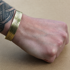 Brass Tibetan Bracelet - Wide Tribal Leaf