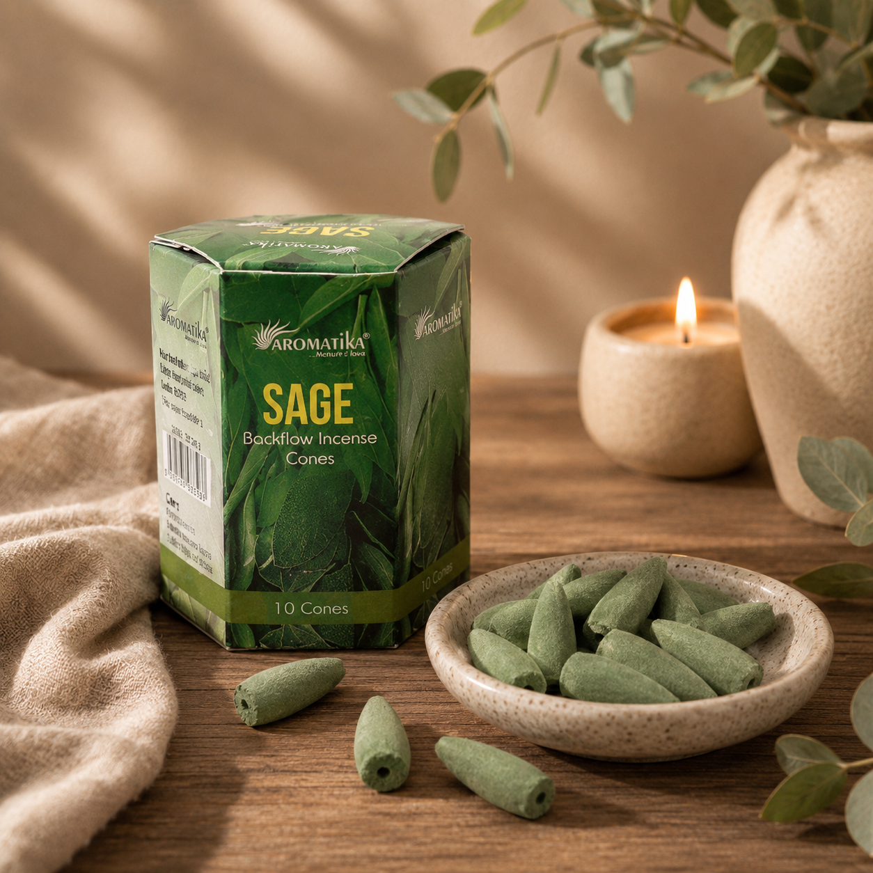 Sage Masala Backflow Incense Cones - Pack of 10