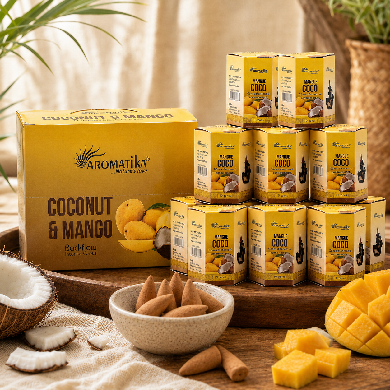 Coconut And Mango Masala Backflow Incense Cones - Pack of 10