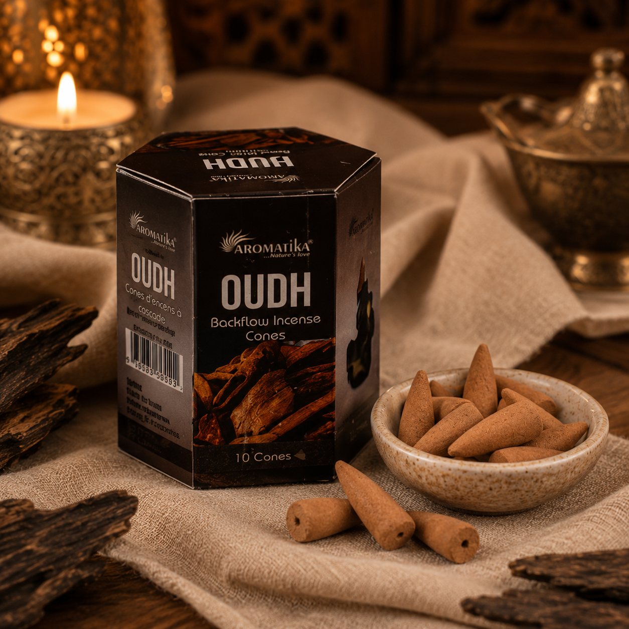 Oudh Masala Backflow Incense Cones - Pack of 10